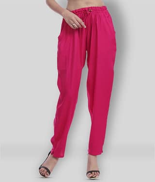 Lee Moda - Pink Rayon Flared Fit Women's Casual Pants ( Pack of 1 )