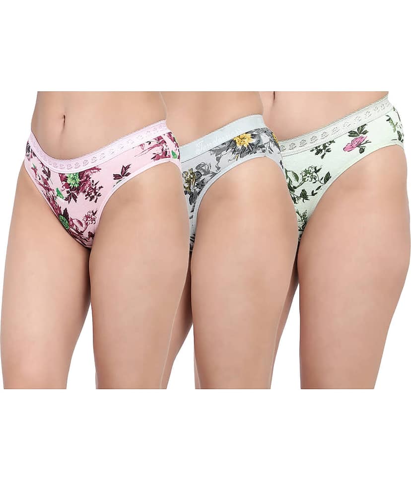 The Tusht Pack of 3 Cotton Lycra Hipster For Women ( Multi Color ) view 2