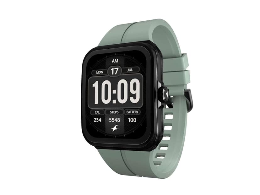 Fastrack VOX Neo Smart Watch with 1.91 Curved TFT Display, Rotary Crown, Offline Voice Commands, To-Do list, BT Calling - Black & Green