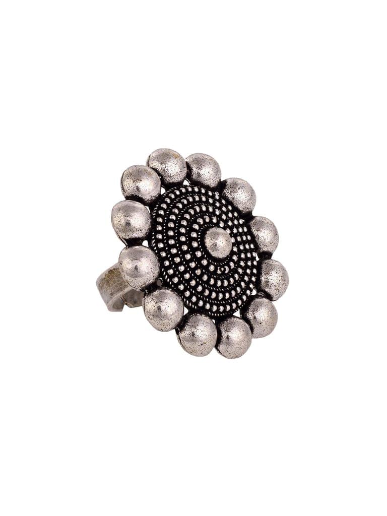 Oxidised Silver Toned Finger Ring view 3