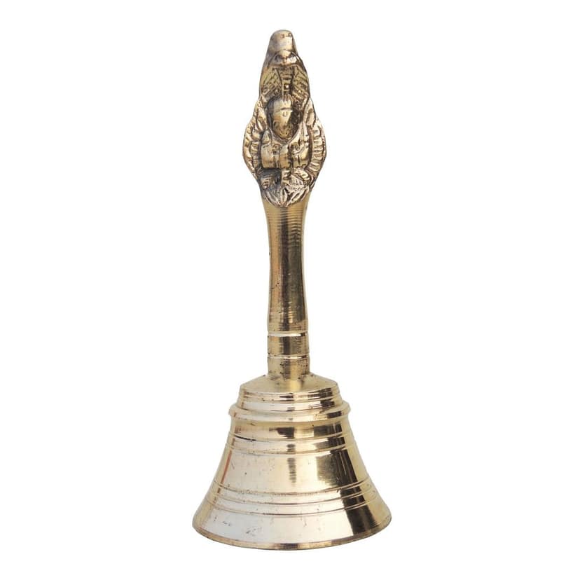 Brass Pooja Hand Bell, Garun Ghanti, Height : 4.1 Inch (FMAS676 B) view 2