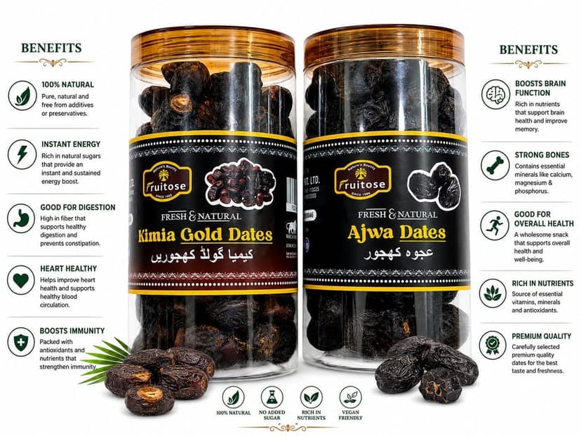 Premium Ajwa & Kimia Gold Dates Combo Pack | 500g + 500g (1Kg) view 4