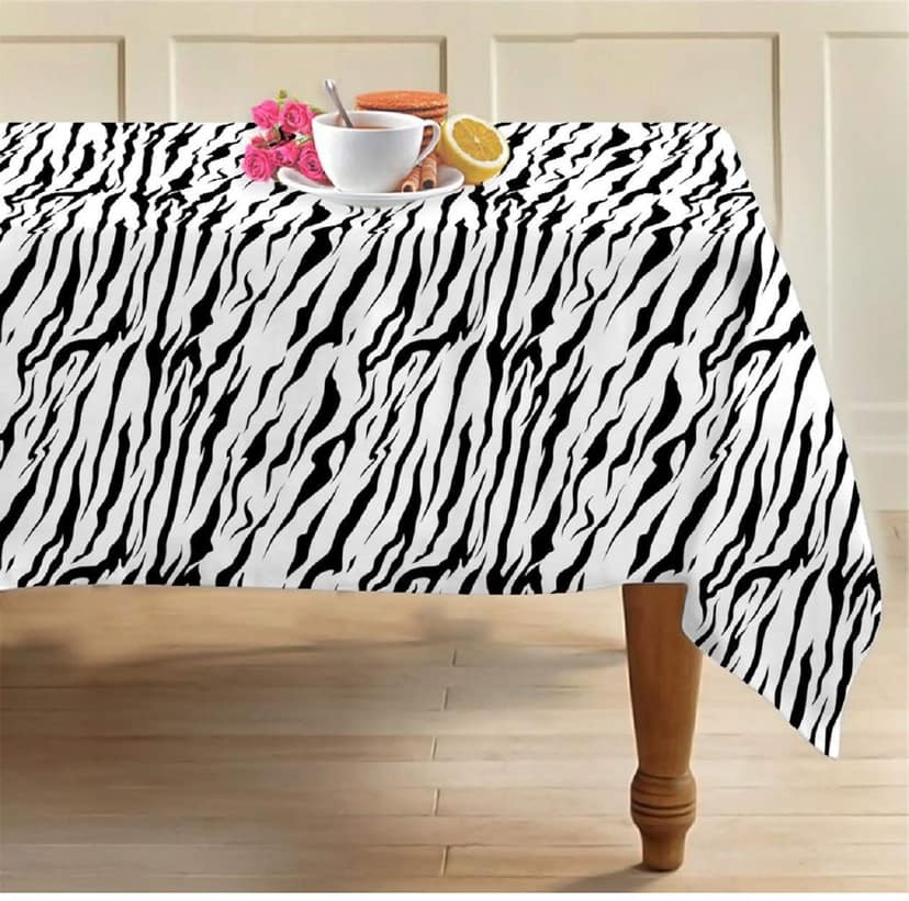 AIRWILL 100% Cotton Floral Pattern 2 Seater Square Table Cover Sized, 36x36 inches (Black,White, Pack of 1)