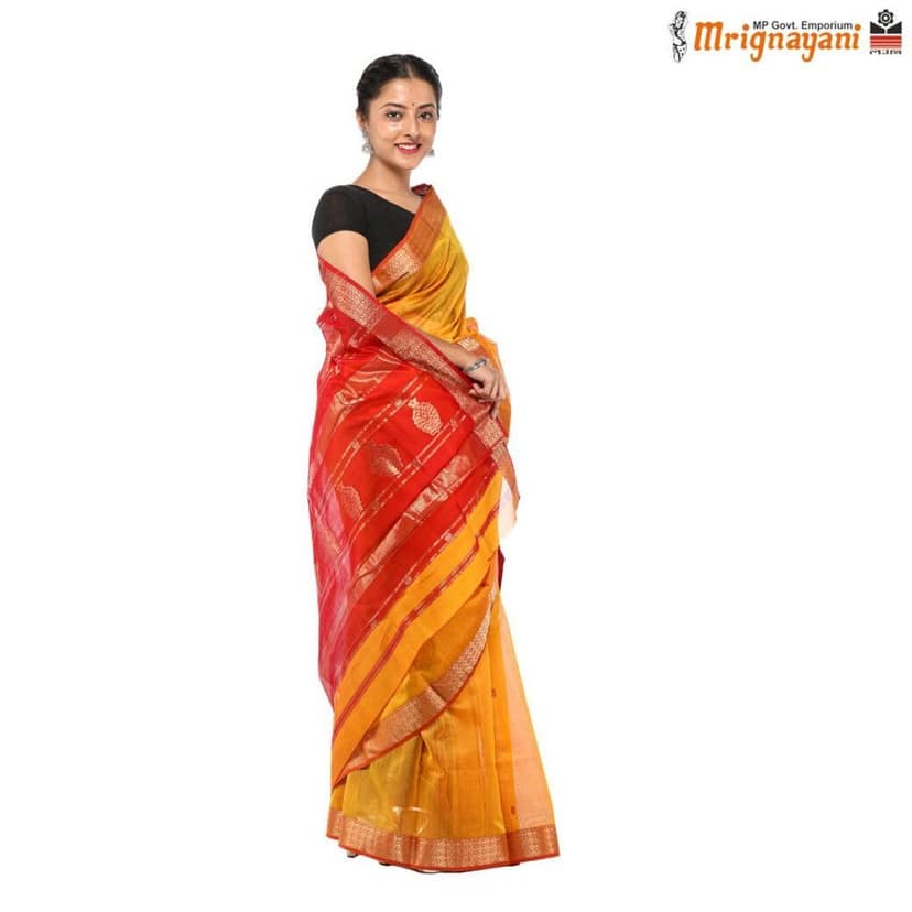 HANDLOOM MAHESHWARI SILK SAREE WITH BLOUSE (SKU - 3S0104230422, SAREE-1264) view 3