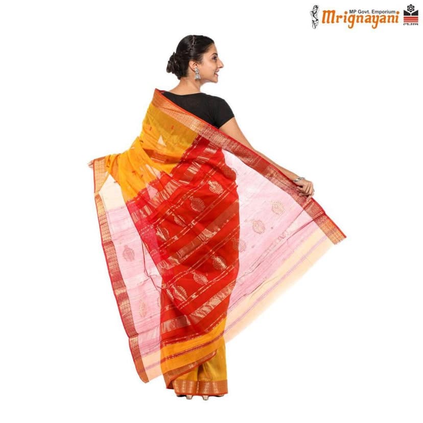 HANDLOOM MAHESHWARI SILK SAREE WITH BLOUSE (SKU - 3S0104230422, SAREE-1264) view 4