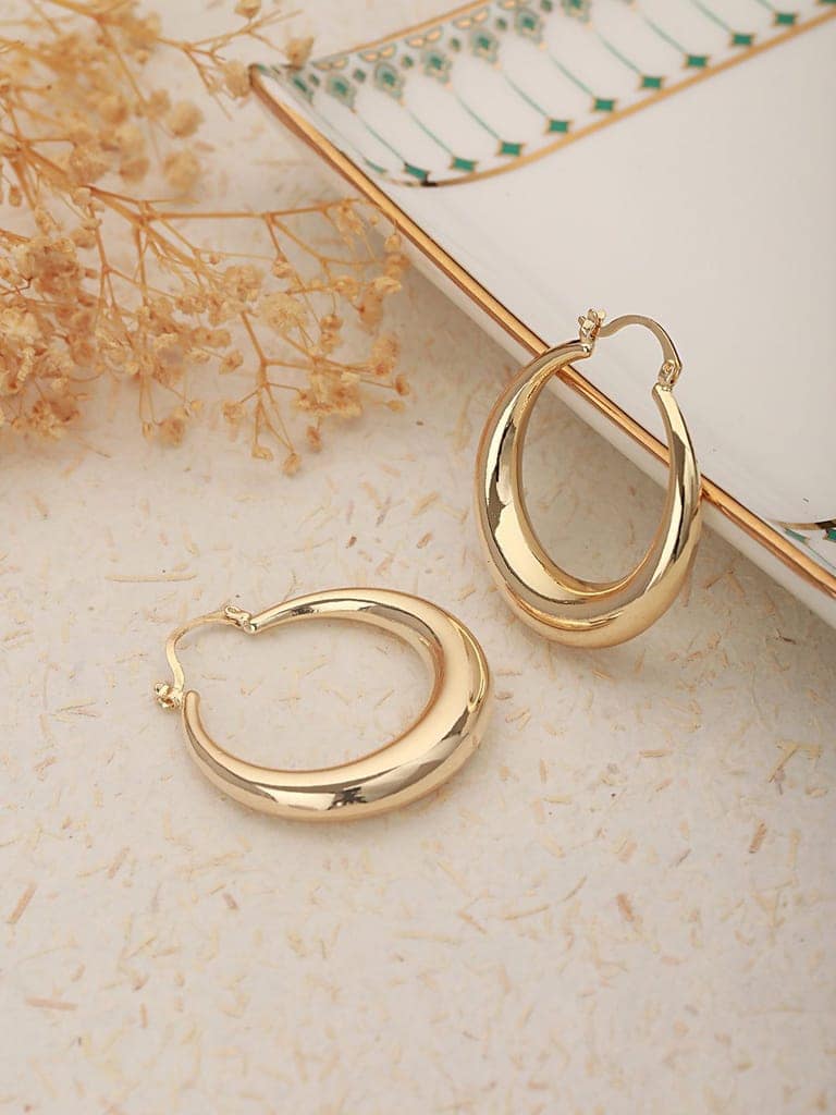 Anti-Tarnish Gold Plated Chic Chunky Hoop Earrings view 2