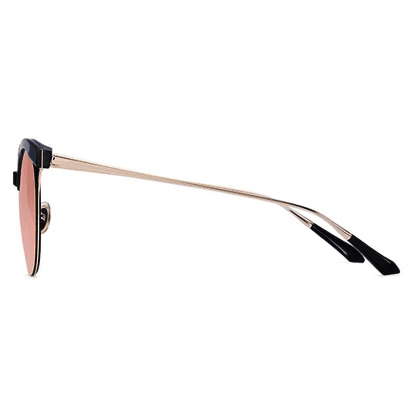 PARIM UV Protected Women's Round Designer Sunglasses Frame: Black/Golden, Lenses: Non-polarized Rose Gold Mirrored view 2