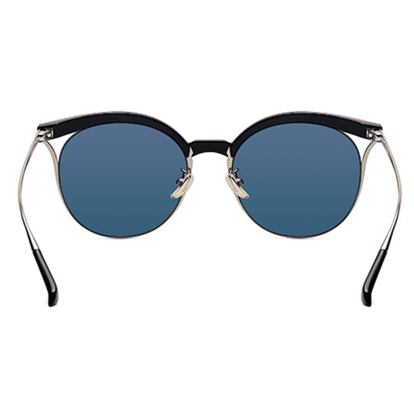 PARIM UV Protected Women's Round Designer Sunglasses Frame: Black/Golden, Lenses: Non-polarized Rose Gold Mirrored view 3