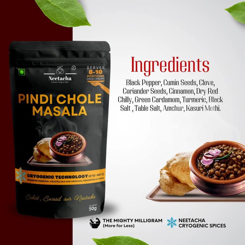 NEETACHA Premium Cryogenic Pindi Chole Masala I 50g view 6