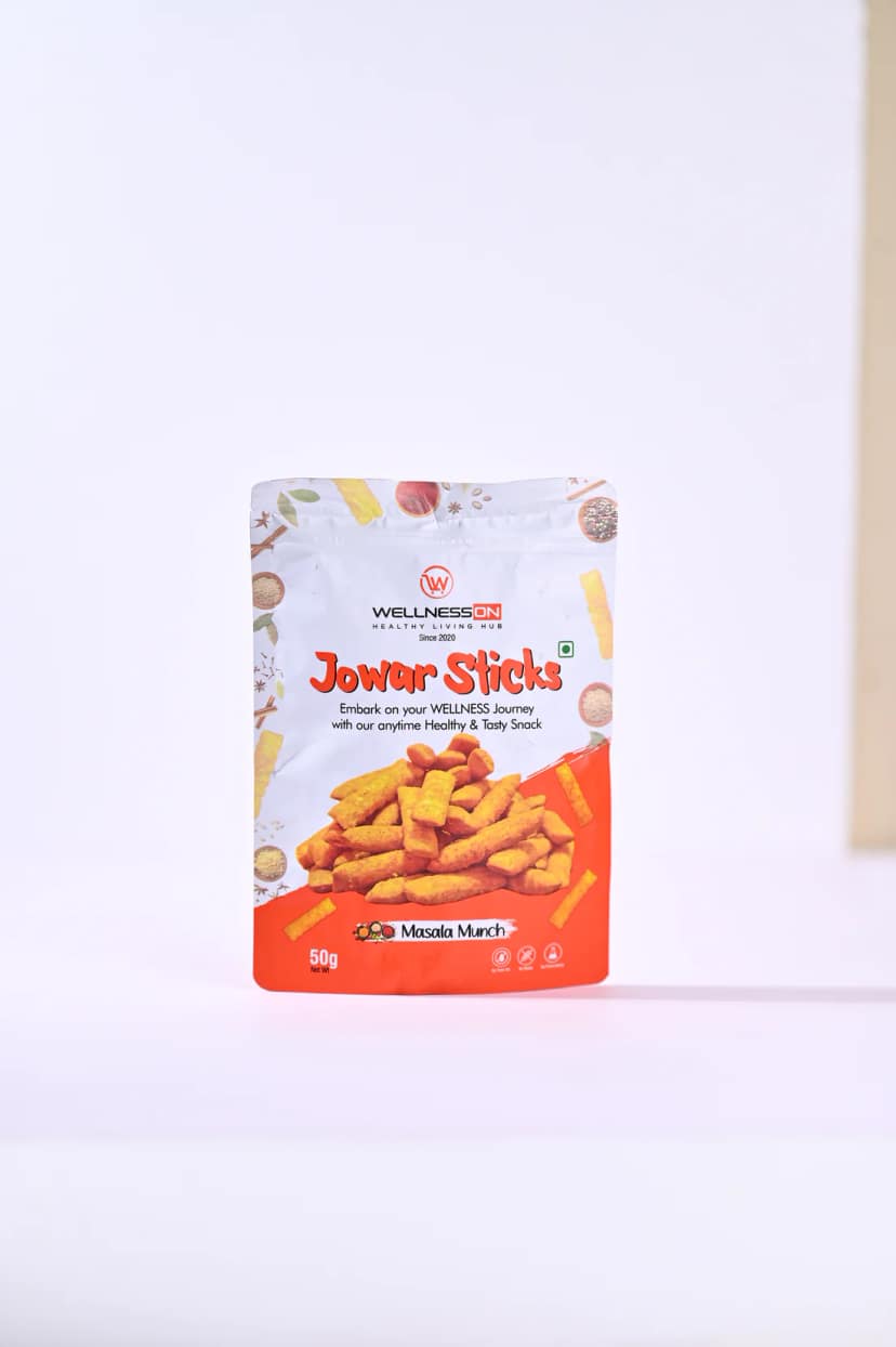 SABKA WELLNESS - Healthy Millet Snack Bundle - Jowar Sticks, Masala Munch & Crunchies Variety Pack - 50 Gms (Pack of 8)