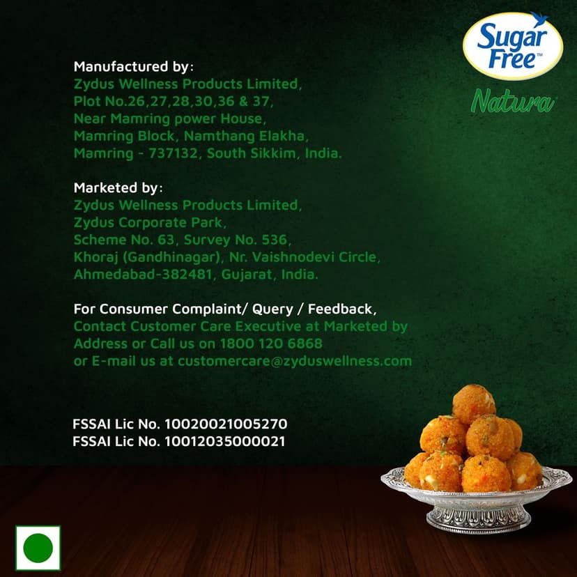 Sugar Free Natura, 220g Jar | Equivalent to Sweetness from 800 gm Sugar |100% Safe| Scientifically Proven & Tested|Sweet like Sugar but with zero calories| view 7