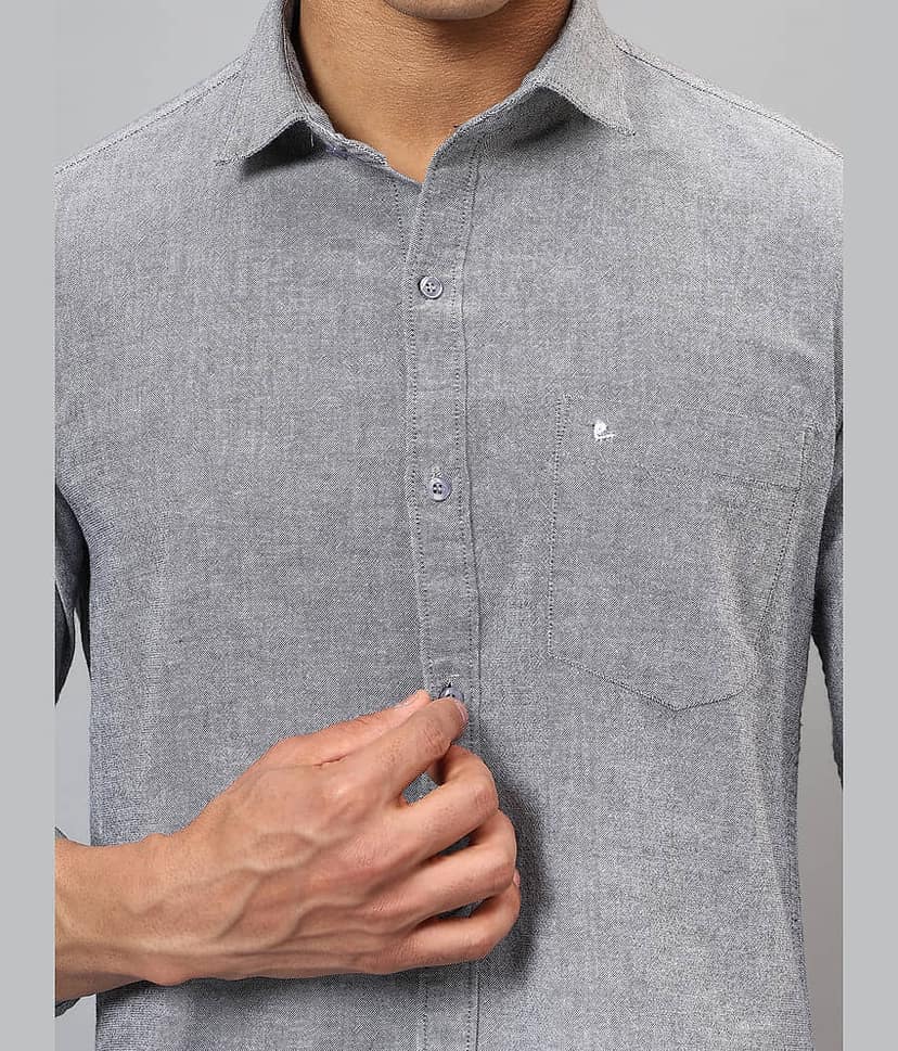 plounge Cotton Blend Regular Fit Full Sleeves Men's Formal Shirt - Grey ( Pack of 1 ) view 2