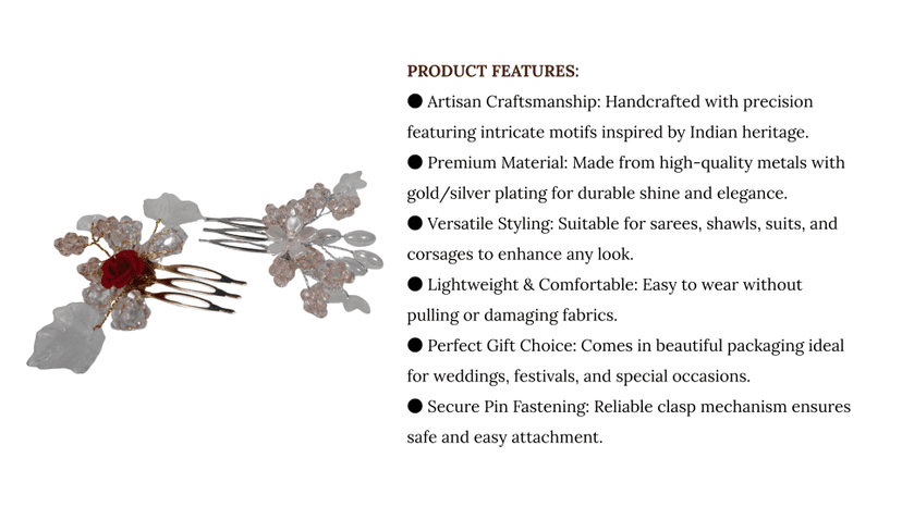Hair Comb Brooches set of 2 piece view 3