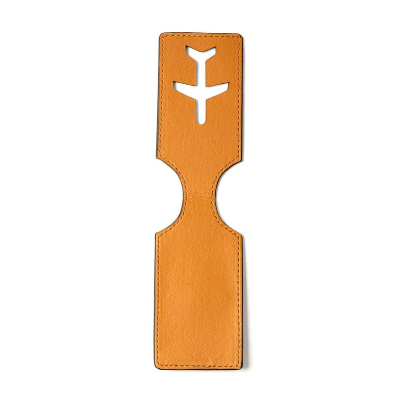 Airplane Vegan Leather Travel Tag - Tan Matt view 3