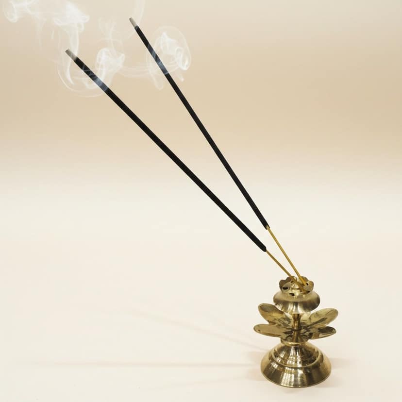 Kamal Patta Brass Agarbatti Stand No.4 | Lotus Incense Holder For Pooja, Height : 2.2 Inch (ZMAS147 C)