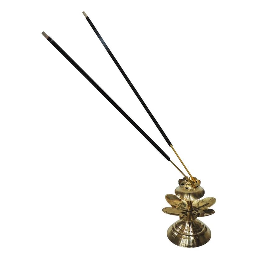 Kamal Patta Brass Agarbatti Stand No.4 | Lotus Incense Holder For Pooja, Height : 2.2 Inch (ZMAS147 C) view 2