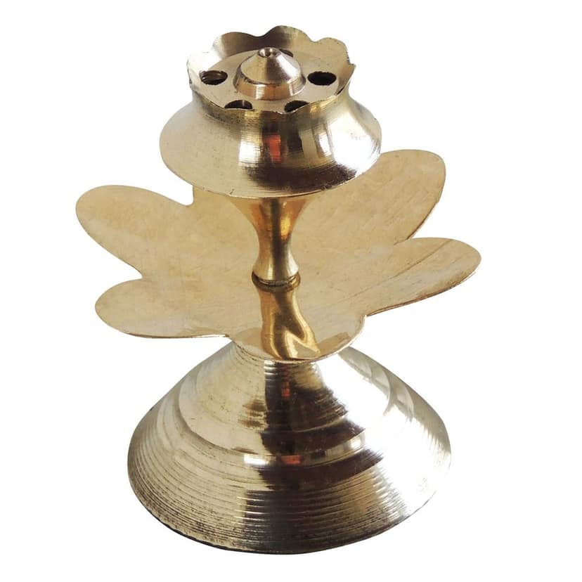 Kamal Patta Brass Agarbatti Stand No.4 | Lotus Incense Holder For Pooja, Height : 2.2 Inch (ZMAS147 C) view 3