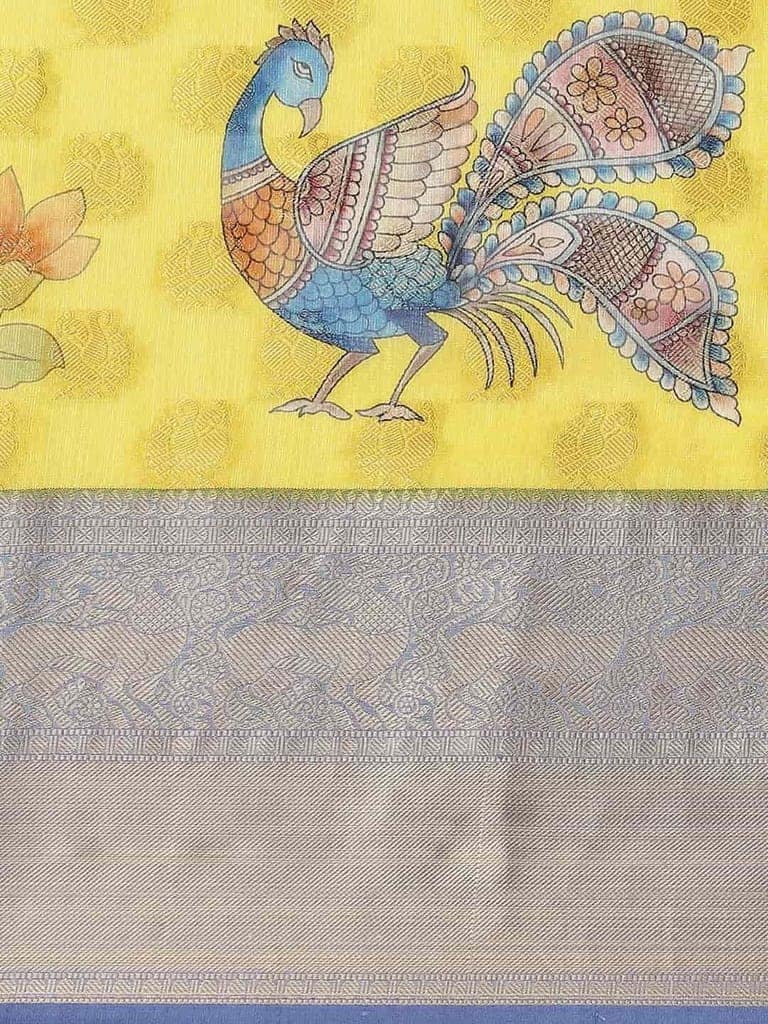 Women's Digital Printed Woven Silk Saree with unstiched blouse piece view 7