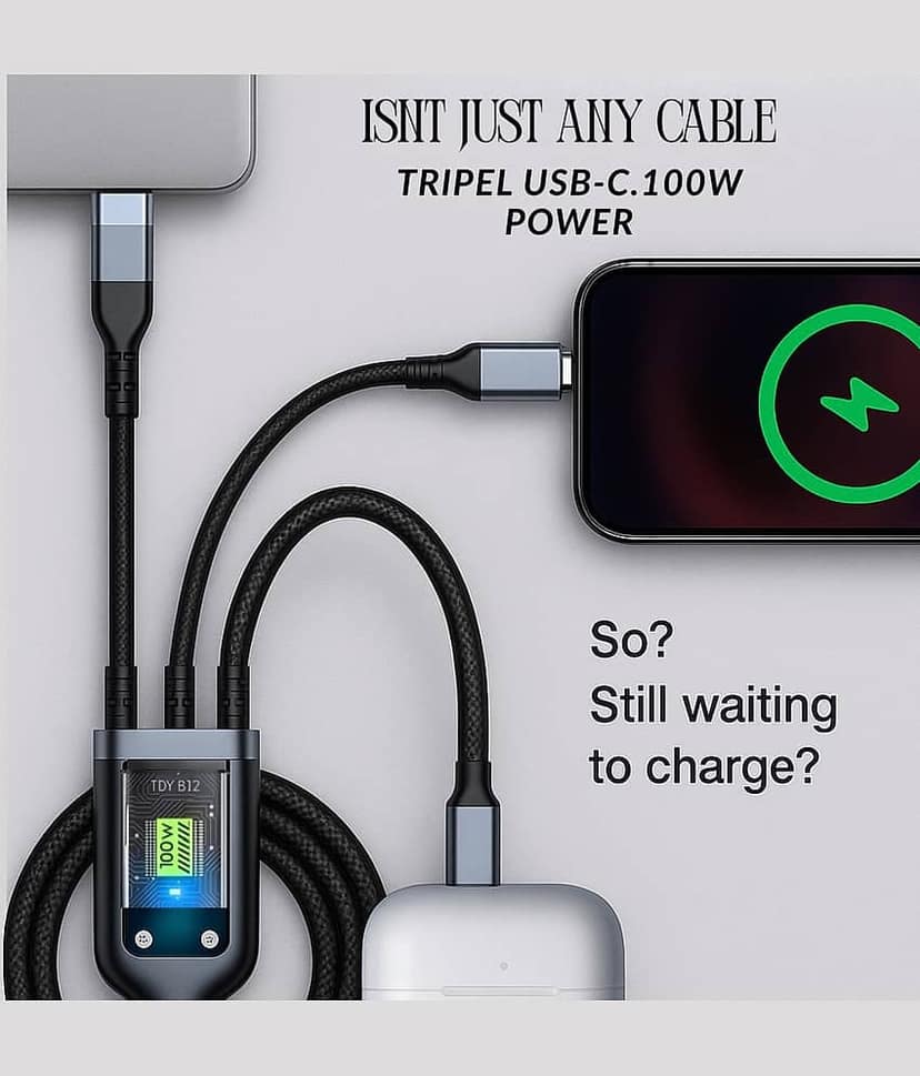 1.5m Data Cables 3_in1 100W Fast Charging - Black