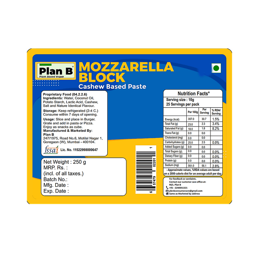 Plan B Mozzarella Block, 250 gm view 2