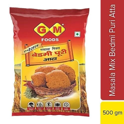 GM Foods Bedmi Puri Atta Mix 400 Gram (Pack Of 2) | Ready to Cook Urad Dal & Wheat Flour Mix | Instant Masala Puri for Authentic North Indian Breakfast | Atta for Soft & Crispy Bedmi Poori view 3