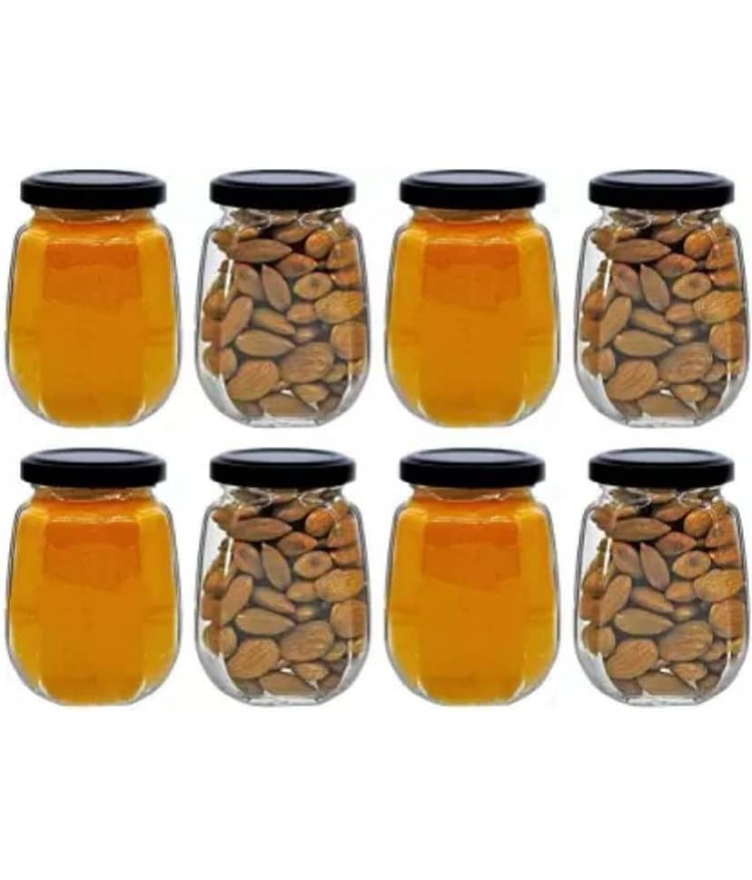 skwaion - Black Glass Spice Container ( Set of 6 ) - 250 ml