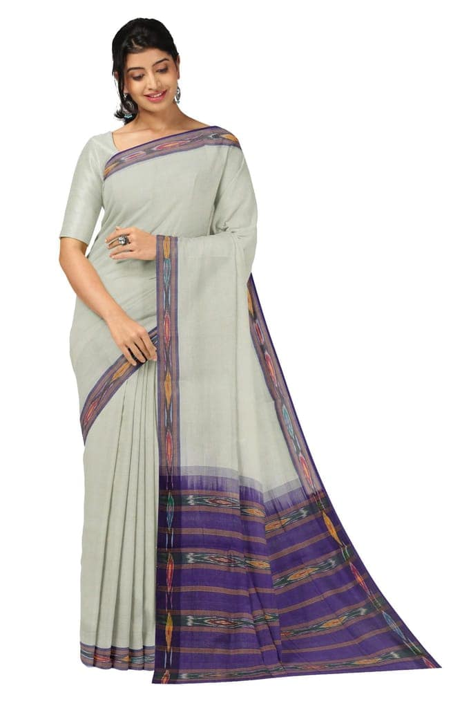 APCO Handloom (A Andhra Pradesh Govt Emporium)- Women's Traditional Pure Handloom Bandar/Polavaram Off White Cotton Saree | PBS0066