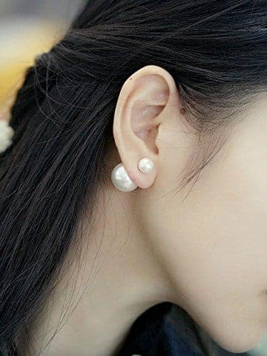 Pearl stud earring view 2