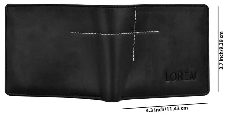 LOREM Edition Bi-Fold Faux Leather 3 ATM Card Slots Wallet for Men-UF view 5