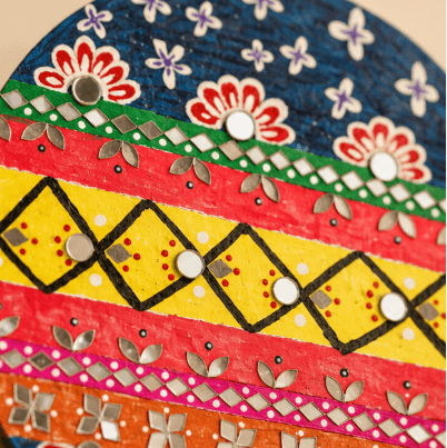 Hand-Painted Traditional Wooden Wall Hanging for Ethnic Home Decor view 2