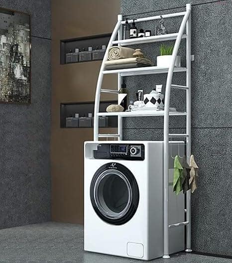 Washing Machine Over Storage Rack 3 Layer Metal Bathroom Shelf Space Saving Organizer for Laundry Room Wash Basin Floor Stand (Washing Machine Rack) view 2
