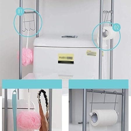 Washing Machine Over Storage Rack 3 Layer Metal Bathroom Shelf Space Saving Organizer for Laundry Room Wash Basin Floor Stand (Washing Machine Rack) view 3