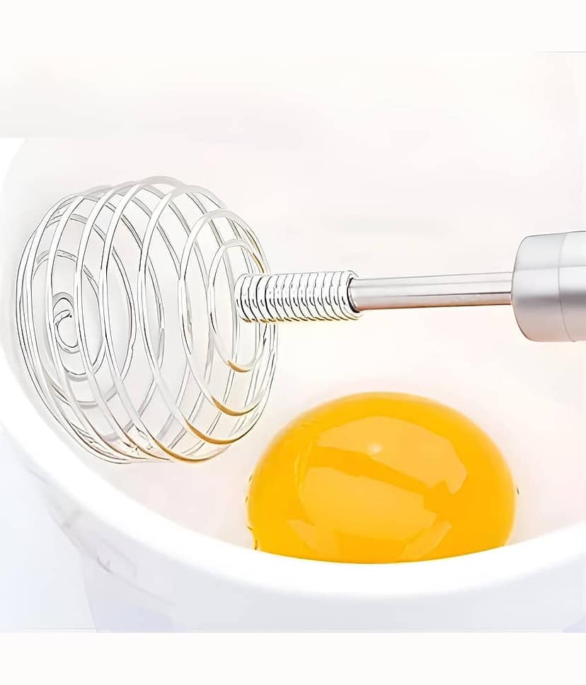 Stainless Steel Egg Whisk, Silver, Egg Whisking Tool Handheld Steel Wire Egg Whisk Hand Egg Mixer Eggbeater Whisking Blender Stirring Beater Milk Cream Frother Flour Stirrer for Family view 2