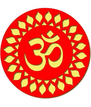 Asmi Collection Red & Gold Acrylic 3D OM Wall Sticker ( 30 x 30 cms )