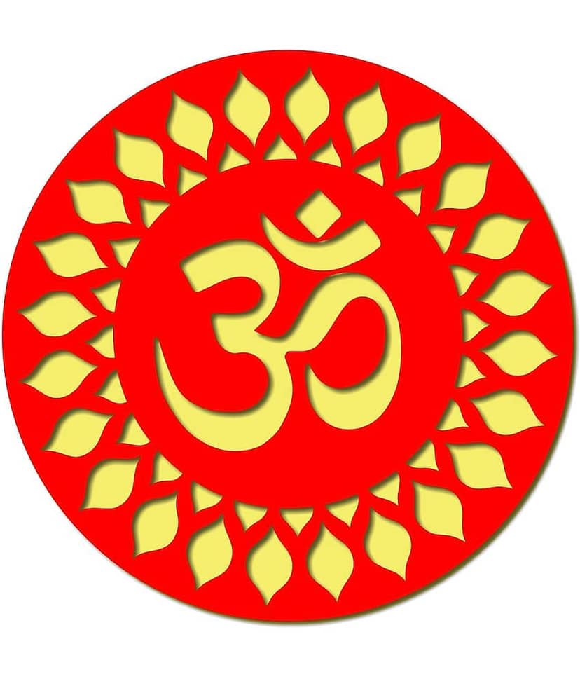 Asmi Collection Red & Gold Acrylic 3D OM Wall Sticker ( 30 x 30 cms )