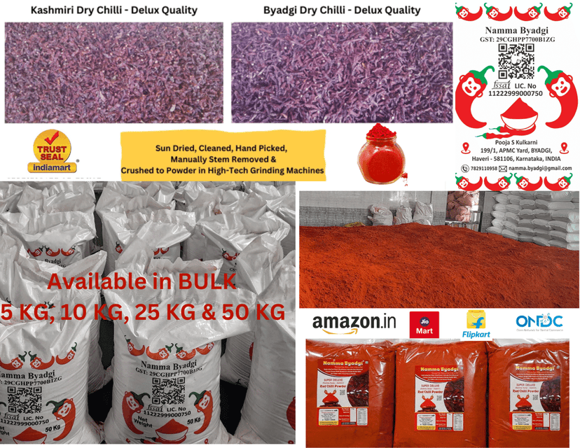 Namma Byadgi's Super Deluxe Red Chilli Powder - 1 KG | Blend of Kashmri and Byadgi Red Chilli | Stemless Red Chilli Powder view 6