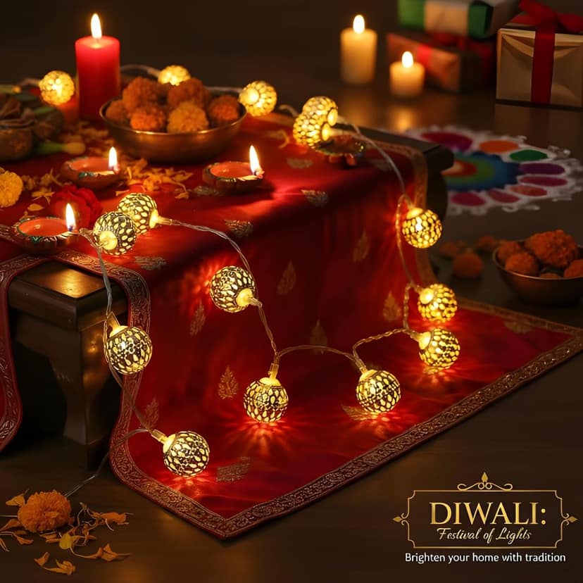 # Heavy Duty Moroccan Ball 3 Meter 14 LED Fairy String Light | Decorative Diwali Lights for Home (Original) view 3