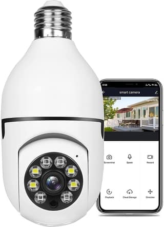Latest 3MP Full HD Smart Wi-Fi CCTV Home Security Camera 360° with Pan Tilt Bulb Camera View & Talk 128GB SD Card Support (Not Included) Perfect for Home Office Monitoring (K-802)