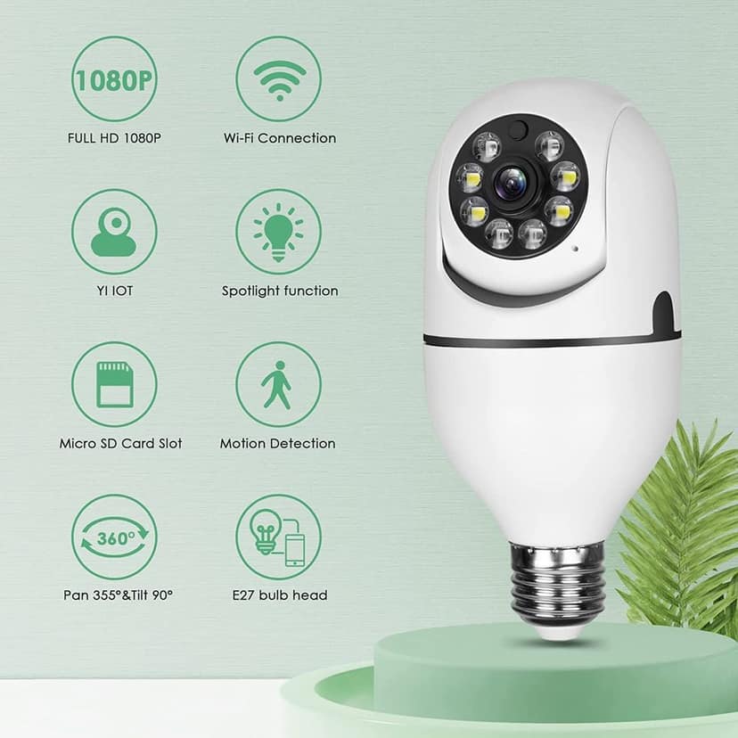 Latest 3MP Full HD Smart Wi-Fi CCTV Home Security Camera 360° with Pan Tilt Bulb Camera View & Talk 128GB SD Card Support (Not Included) Perfect for Home Office Monitoring (K-802) view 3