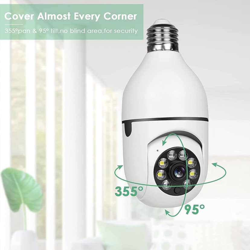 Latest 3MP Full HD Smart Wi-Fi CCTV Home Security Camera 360° with Pan Tilt Bulb Camera View & Talk 128GB SD Card Support (Not Included) Perfect for Home Office Monitoring (K-802) view 7
