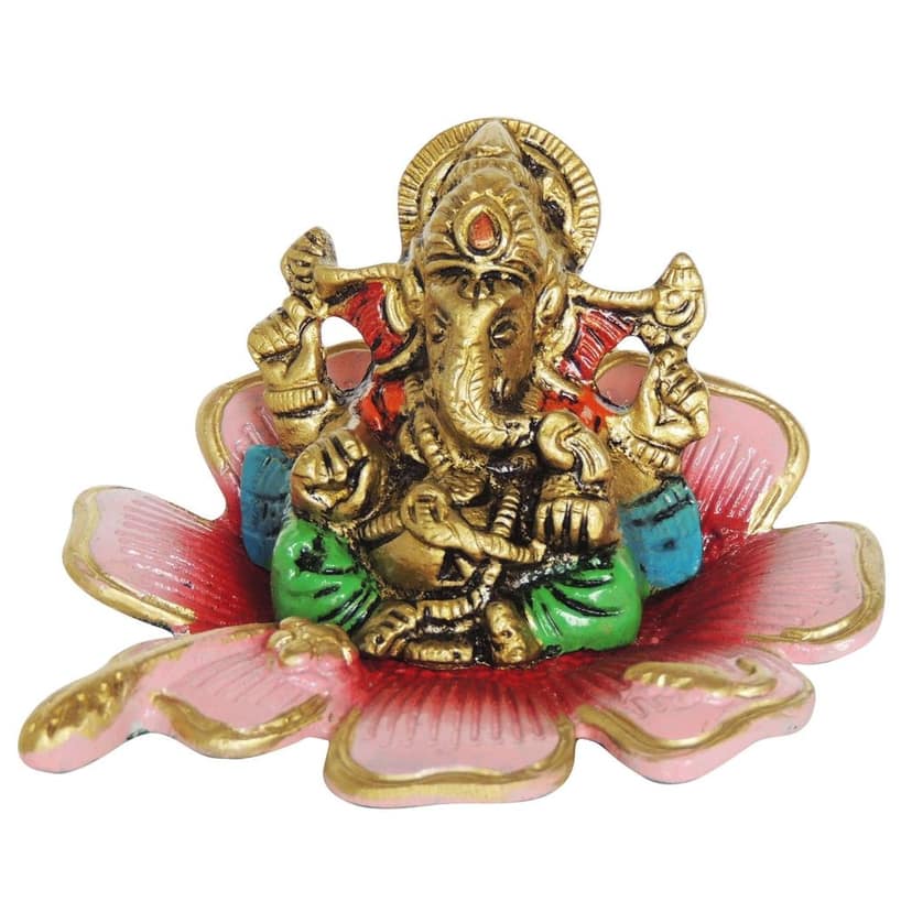 Aluminium Showpiece Ganesh On Kamal Statue (ASMAS097 G) view 2