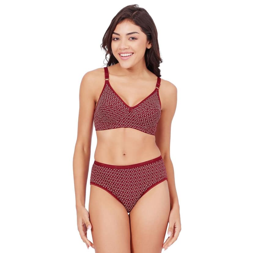 Bodycare Women's Assorted Prints Combed Cotton Bra & Panty Set 6450D