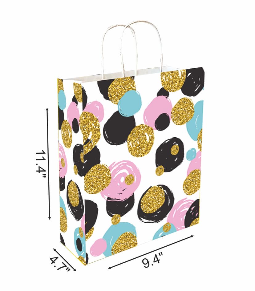 90 GSM Party Ball Printed Paper Gift Bags, Ideal for Birthday Return Gifts, Wedding Gifts, & Gifting on Special Occasions (Size: 11.4 x 9.4 x 4.7 inch) - 12 view 2