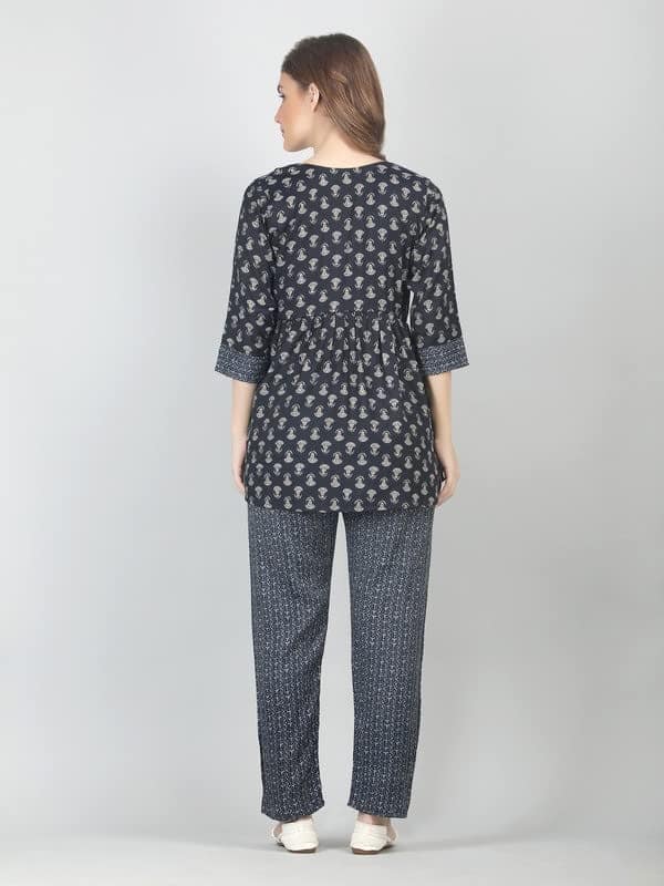KOI SLEEPWEAR Blue Maternity Floral Co-ord L view 7