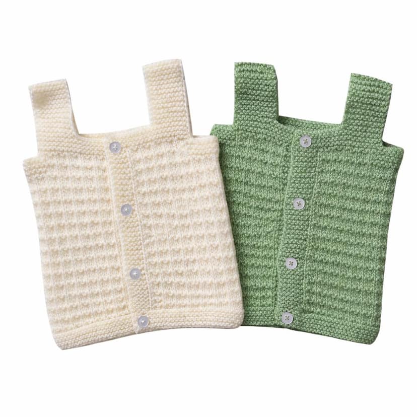 The Baby First Box Handmade Unisex Baby Wool Sweater for New Born Baby| Sweater for New Born Baby 0-3 Months| Sleeveless Baby Sweater | (Pack of 2)
