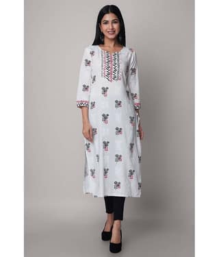 GOD BLESS - White Rayon Women's Straight Kurti ( Pack of 1 )