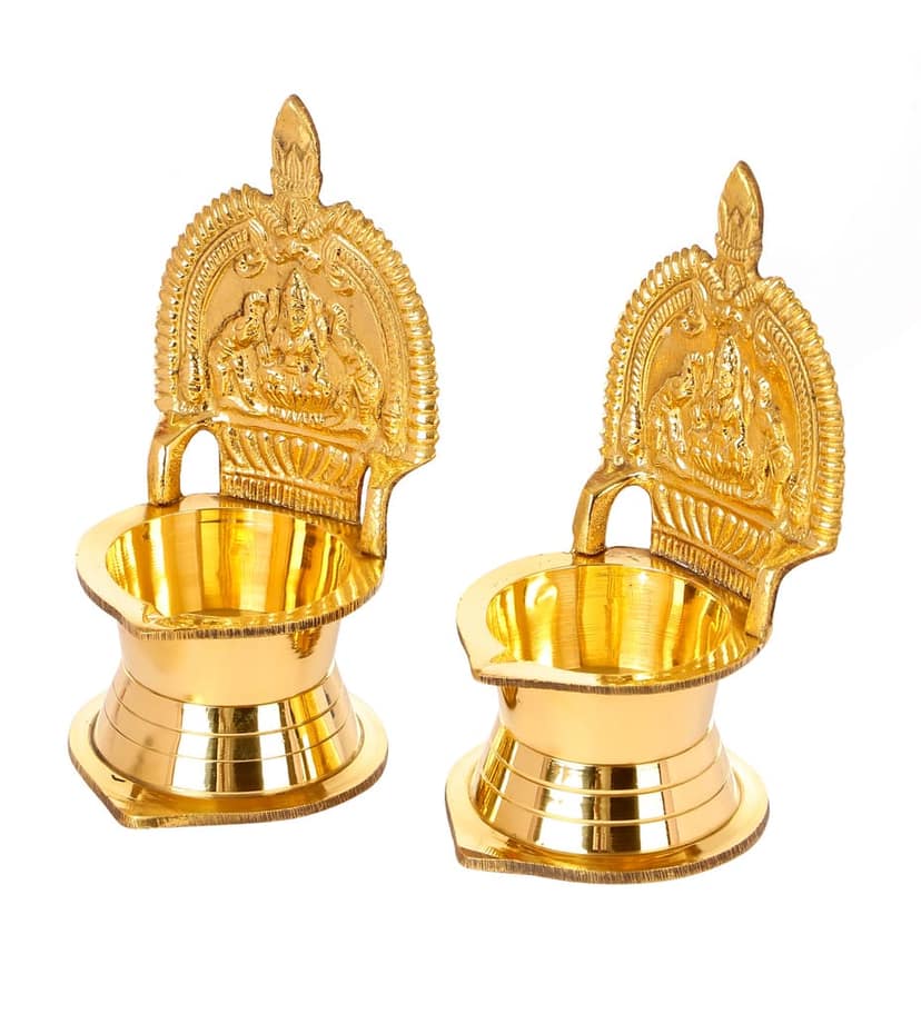 BulkySanta Pure Brass Kamakshi Deepam Big Size | Kamatchi vilakku | Kamakshi Devi Oil Lamp (12 cm Long) (2) view 2