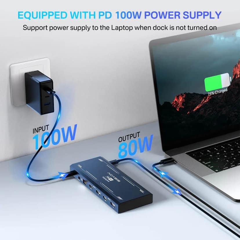 ACASIS Displaylink Docking Station Dual Monitor for MacBook M1/M2/M3/Windows,2*DisplayPort, 2*HDMI, 100W PD Charge, SD/TF, Ethernet,Audio, 3*USB 3.1 view 7