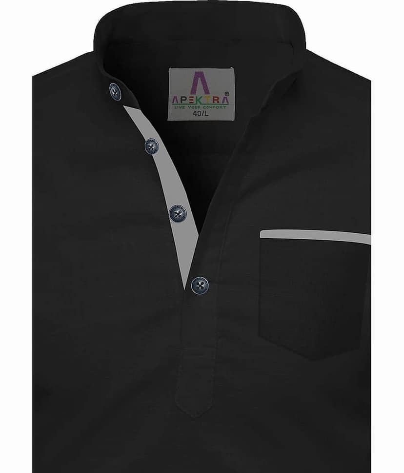 Apektra Grey Cotton Men's Shirt Style Kurta ( Pack of 1 ) view 2