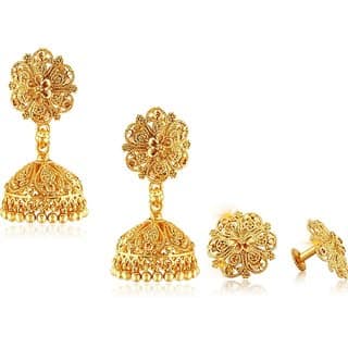 luv fashion Tradtional 1gm jumkhi gold n micron plated combo.
